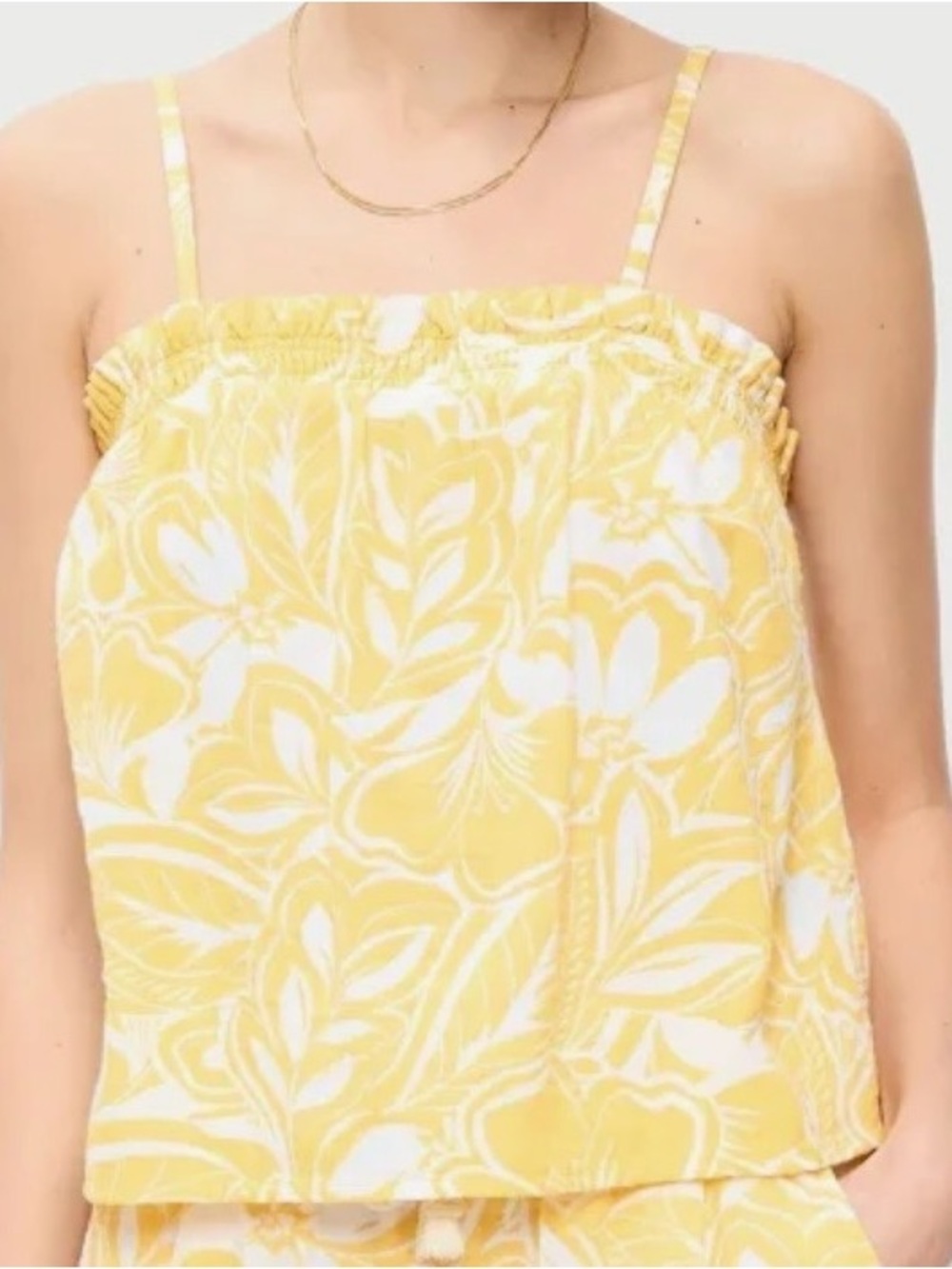 Old Navy Women’s Yellow White Flower Crinkle Gauze Tank Top Size Medium